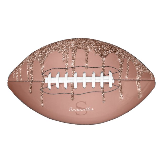 Chic Rose Gold Glitzer Tropfen Sparkle Monogram Na Football (Vorderseite)