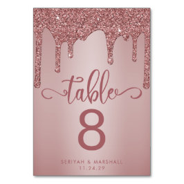 Chic Rose Gold Glitzer Wedding Tischnummer