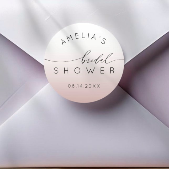 Chic Rose Gold Gradient Bridal Shower Runder Aufkleber (Von Creator hochgeladen)
