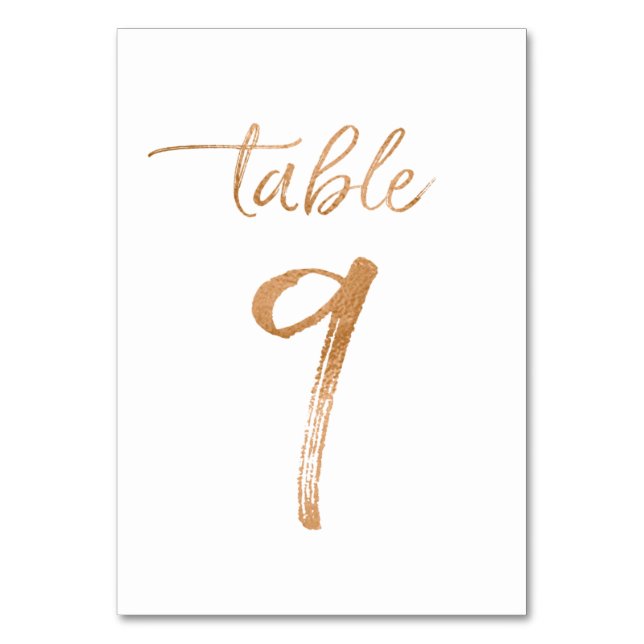 Chic Rose Gold Hochzeitsempfang Tischnummern (Vorderseite)