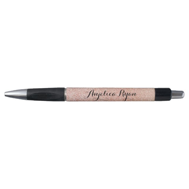 Chic Rose Gold Imitat Glitzer Look Pen Kugelschreiber (Vorderseite)