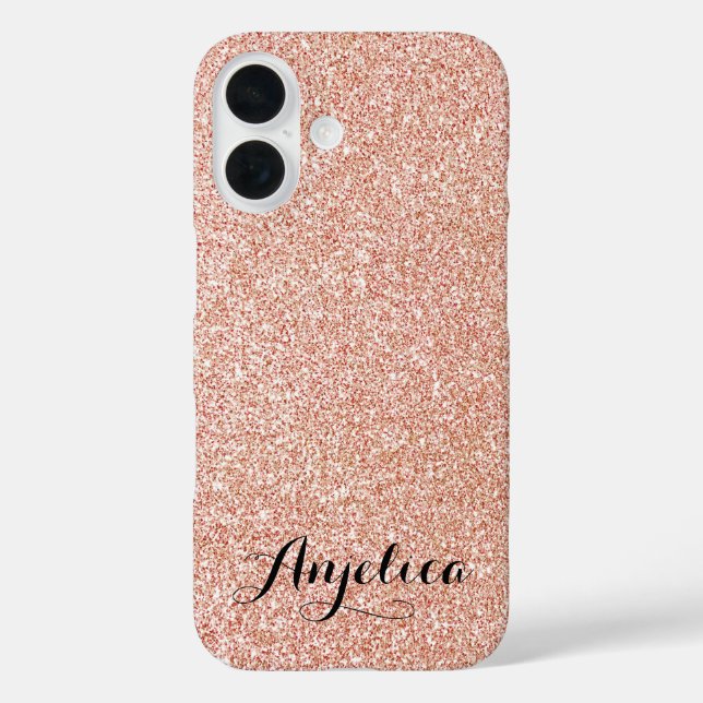 Chic Rose Gold Imitats Glitzer Script Typografy Na Case-Mate iPhone Hülle (Rückseite)