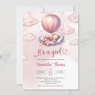 Chic Rose Gold ist ein Mädchen, das einen Teddybär Einladung