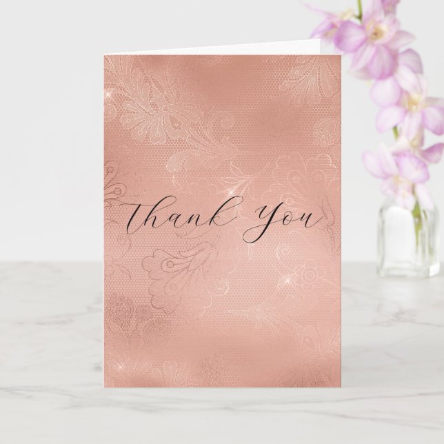 Chic Rose Gold Lace Wedding Vielen Dank Karte (Orchidee)