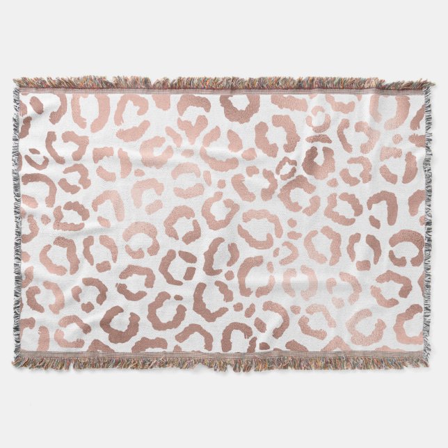Chic Rose Gold Leopard Cheetah Animal Print Decke (Vorderseite)