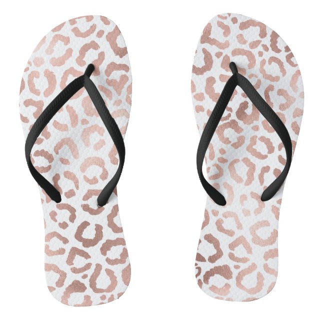 Chic Rose Gold Leopard Cheetah Animal Print Flip Flops (Fußbett)
