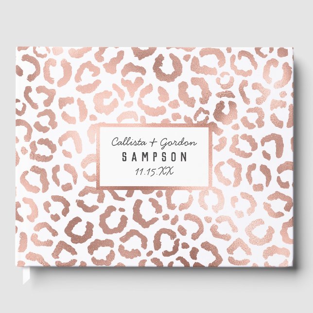 Chic Rose Gold Leopard Cheetah Animal Print Gästebuch (Vorderseite)