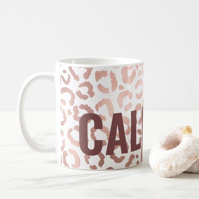 Chic Rose Gold Leopard Cheetah Animal Print Kaffeetasse (Mit Donut)