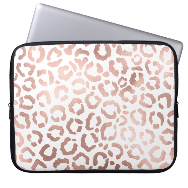 Chic Rose Gold Leopard Cheetah Animal Print Laptopschutzhülle (Vorderseite)