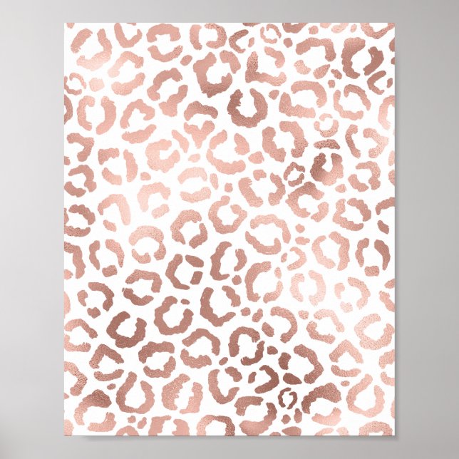Chic Rose Gold Leopard Cheetah Animal Print Poster (Vorne)
