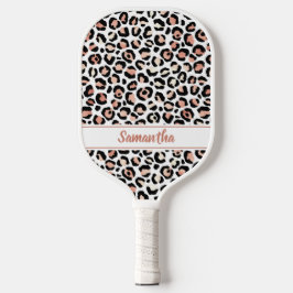 Chic Rose Gold Leopard Personalisiert Pickleball Schläger