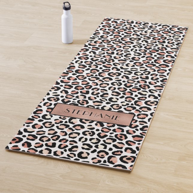 Chic Rose Gold Leopard Print Custom Yogamatte (Beispiel)