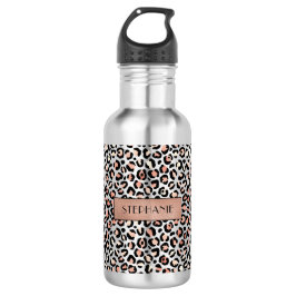 Chic Rose Gold Leopard Print Personalisiert Edelstahlflasche