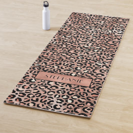 Chic Rose Gold Leopard Print Personalisiert Yogamatte