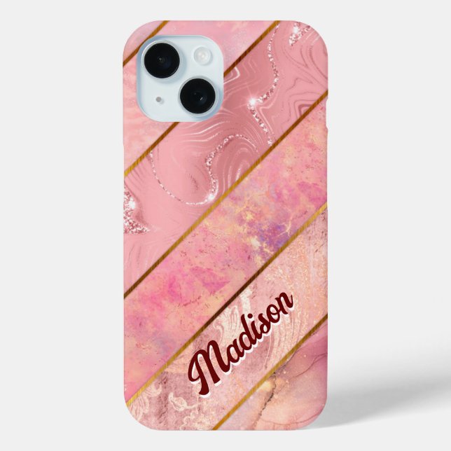 Chic Rose Gold mädchenhaft elegant geometrisch Case-Mate iPhone Hülle (Rückseite)