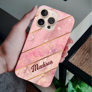 Chic Rose Gold mädchenhaft elegant geometrisch iPhone 16 Pro Hülle