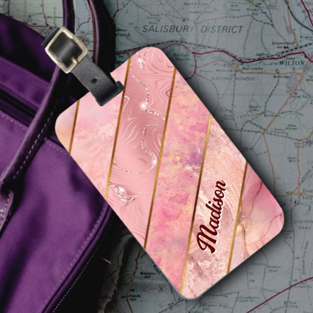 Chic Rose Gold mädchenhaft elegant geometrisch Gepäckanhänger (Von Creator hochgeladen)