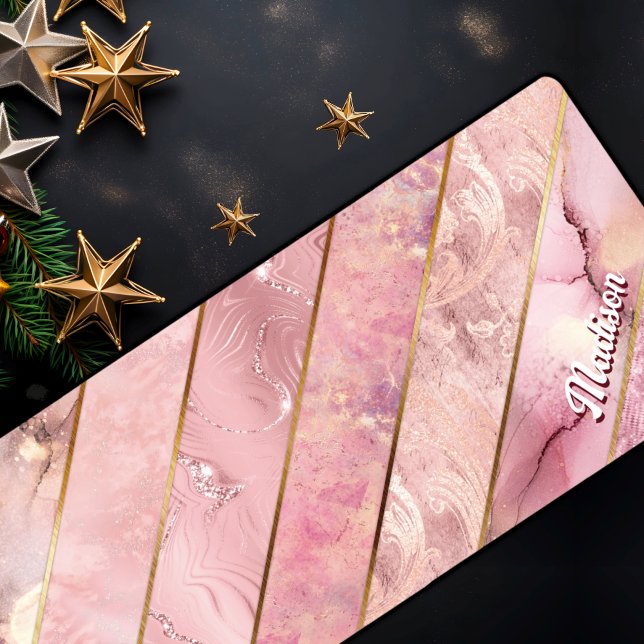 Chic Rose Gold mädchenhaft elegant geometrisch Schreibtischunterlage (Von Creator hochgeladen)