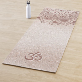 Chic Rose Gold Mandala Om Personal Yogamatte