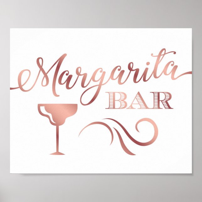 Chic Rose Gold MARGARITA BAR Sign Print Poster (Vorne)