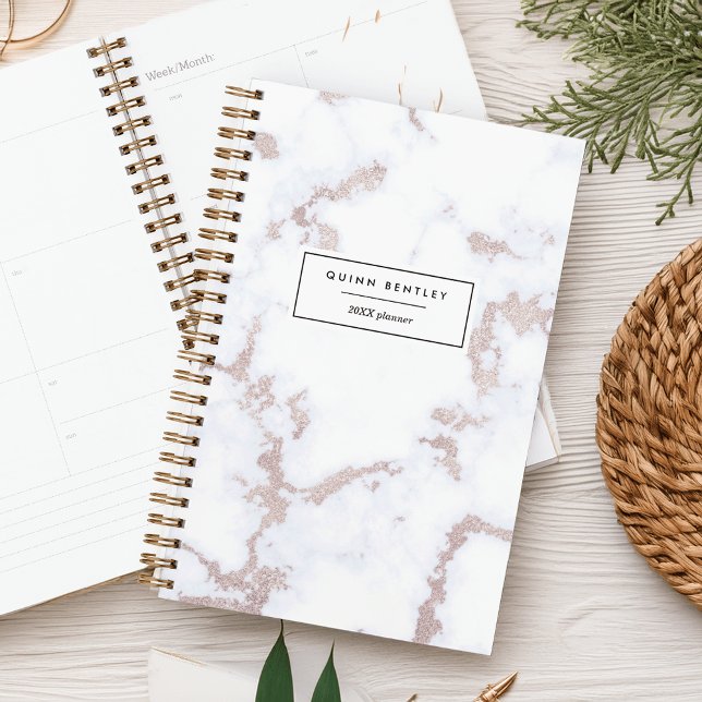 Chic Rose Gold Marmor Personalisiert Planer (Von Creator hochgeladen)