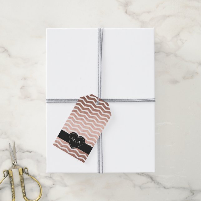 Chic Rose Gold modern danke Ihnen Hochzeitstag Geschenkanhänger (Mit Garn)