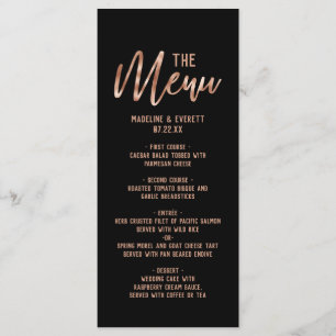 Chic Rose Gold Modern Typografy Wedding Menu Menükarte