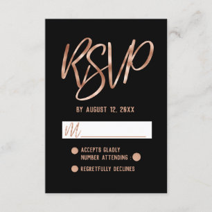 Chic Rose Gold Moderne Typografie Hochzeit RSVP