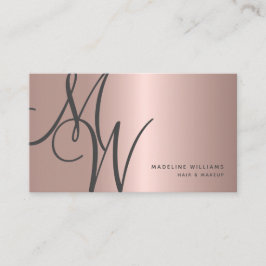 Chic Rose Gold Monogram Script Initials Stylist Visitenkarte