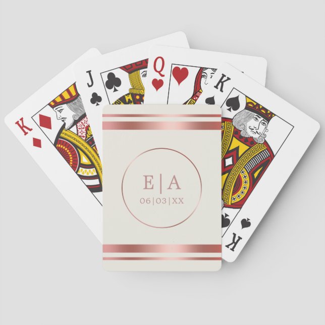 Chic Rose Gold Monogram Wedding Poker Playing Card Spielkarten (Rückseite)