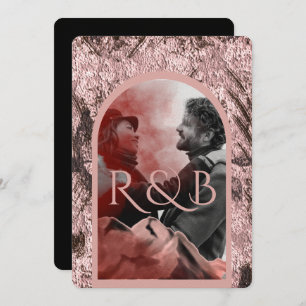 Chic Rose Gold Mountains Arched Foto Hochzeit Einladung