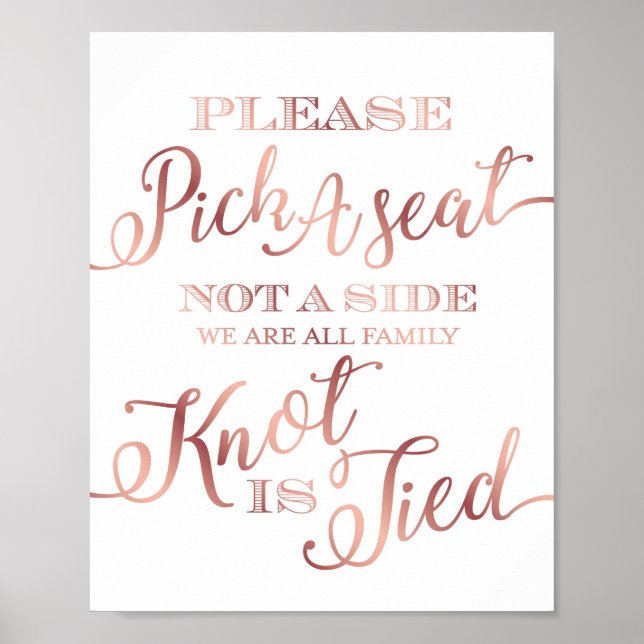 Chic Rose Gold PICK EIN SITZ KEIN SEITENSign Print Poster (Vorne)