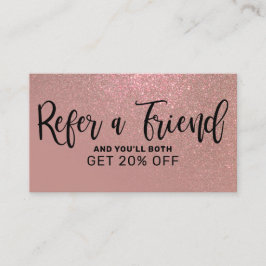Chic Rose Gold Pink Glitzer Gradient Typografie Empfehlungskarte
