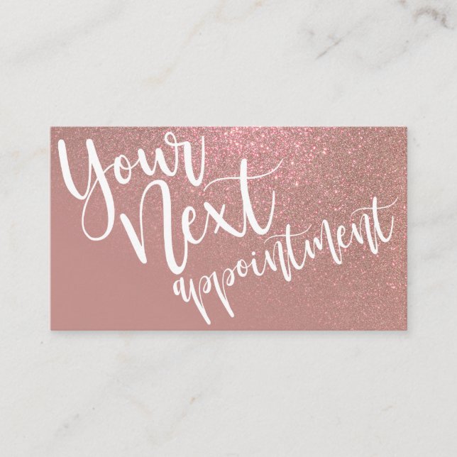 Chic Rose Gold Pink Glitzer Gradient Typografie Terminkarte (Vorderseite)