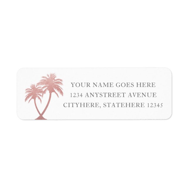 Chic Rose Gold Pink Palm Tree Rücksendeadresse (Vorne)