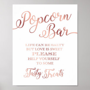 Chic Rose Gold POPCORN BAR QUOTE Beschriftung Poster
