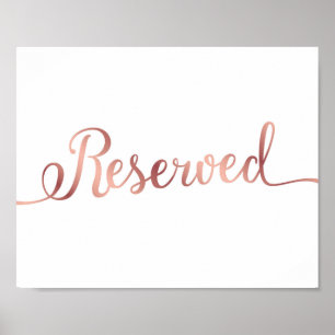 Chic Rose Gold RESERVED Sign Print Poster