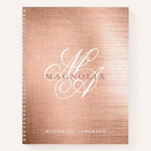 Chic Rose Gold Script Monogram Notizbuch