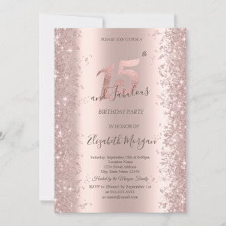Chic Rose Gold Sparkle Diamonds 15. Geburtstag Einladung