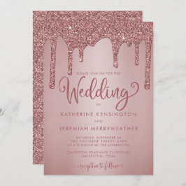 Chic Rose Gold Sparkle Dripping Glitzer Wedding Einladung