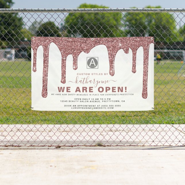 Chic Rose Gold Sparkle Glitzer Tropfen Business Banner (Insitu)