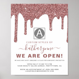 Chic Rose Gold Sparkle Glitzer Tropfen Business Poster