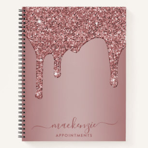 Chic Rose Gold Sparkle Glitzer Tropfen Ernennung Notizbuch