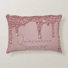 Chic Rose Gold Sparkle Glitzer Tropfen Quinceanera Dekokissen