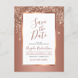 Chic Rose Gold Sparkle Glitzer Tropfen Save the Da Postkarte