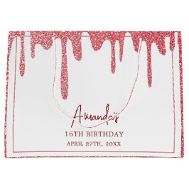 Chic Rose Gold Tropfen Glitzer Sweet 16 Geburtstag Große Geschenktüte