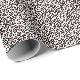 Chic Rose Gold und Black Leopard Print Geschenkpapier