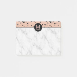 Chic Rose Gold und Marmor Muster mit Monogramm Post-it Klebezettel