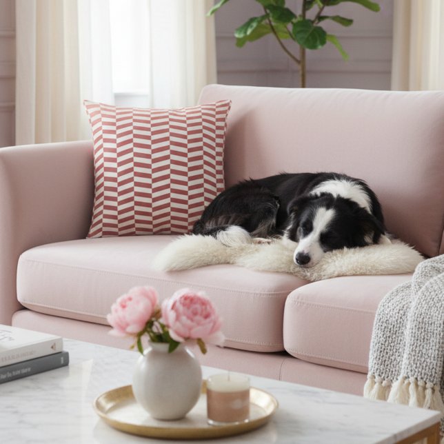 Chic Rose Gold und White Herringbone Akzente Kisse Kissen (Elegant rose gold and white throw pillow.)