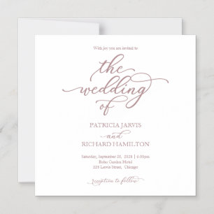 Chic Rose Gold und White Wedding Einladung